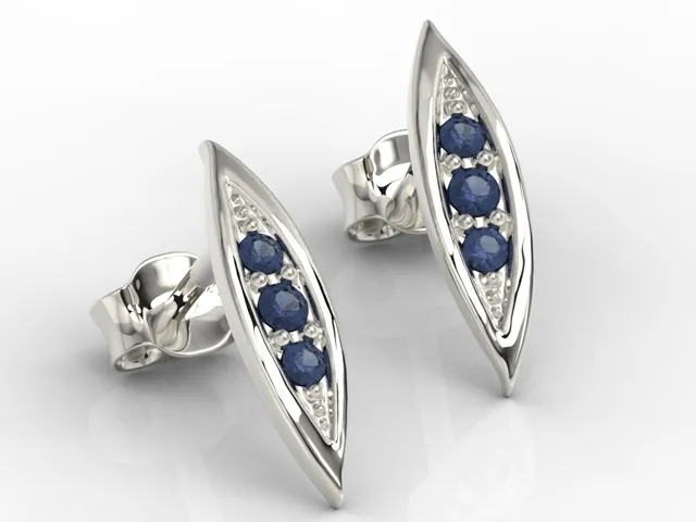 Kolczyki z białego złota z szafirami APK-97B
