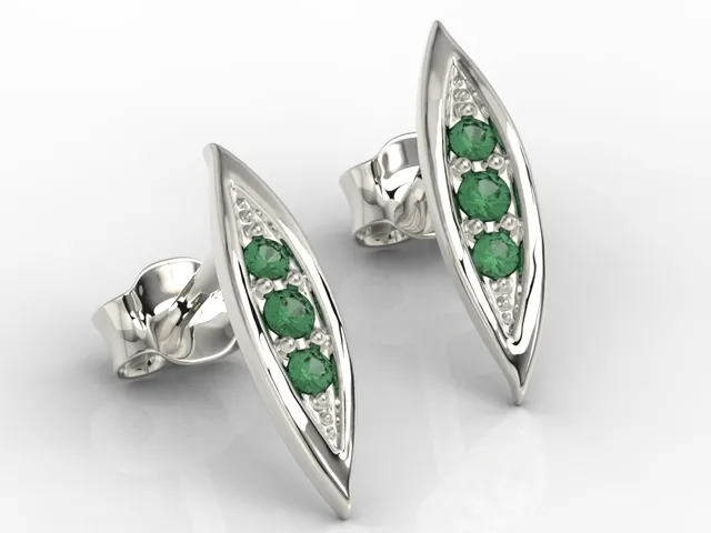 Kolczyki z białego złota ze szmaragdami APK-97B