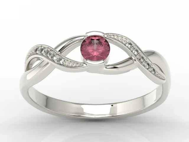 Pierścionek z białego złota z rubinem i diamentami BP-39B