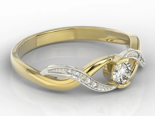 Pierścionek z żółtego i białego złota z diamentami BP-39ZB