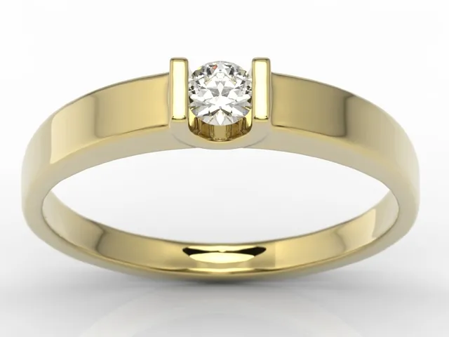 Pierścionek zaręczynowy z żółtego złota z brylantem JP-9816Z