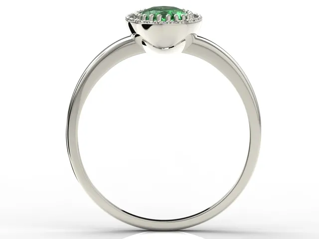 Pierścionek z białego złota ze szmaragdem i diamentami AP-49B