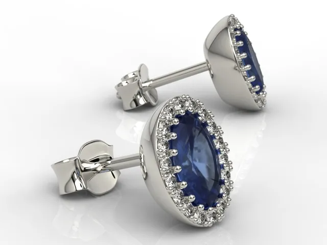 Kolczyki z białego złota z szafirami i diamentami APK-49B