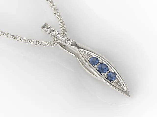 Wisiorek z białego złota z szafirami i diamentami APW-97B