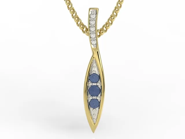 Wisiorek z żółtego złota z szafirami i diamentami APW-97Z-R