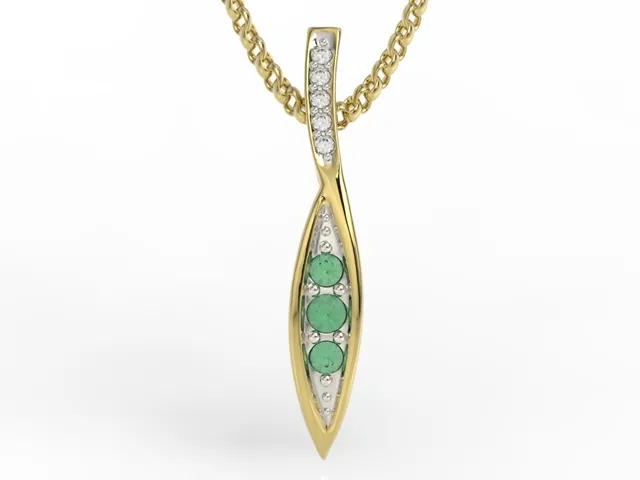 Wisiorek z żółtego złota ze szmaragdami i diamentami APW-97Z-R