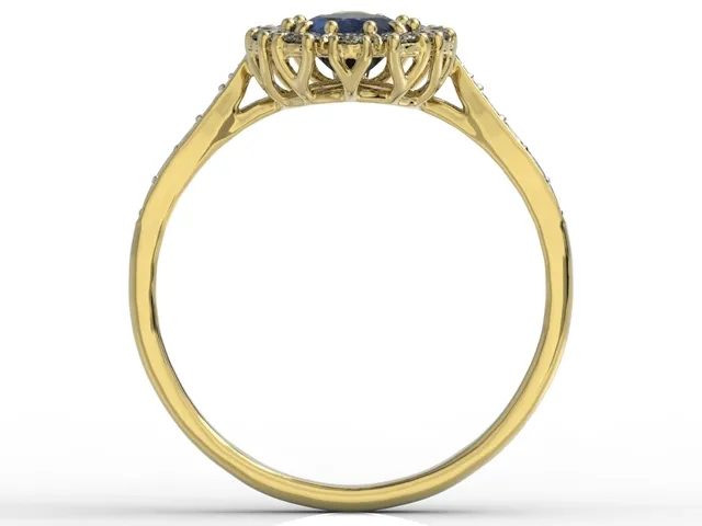 Pierścionek z żółtego złota z szafirem i diamentami 0,48 ct wzór AP-29Z-R
