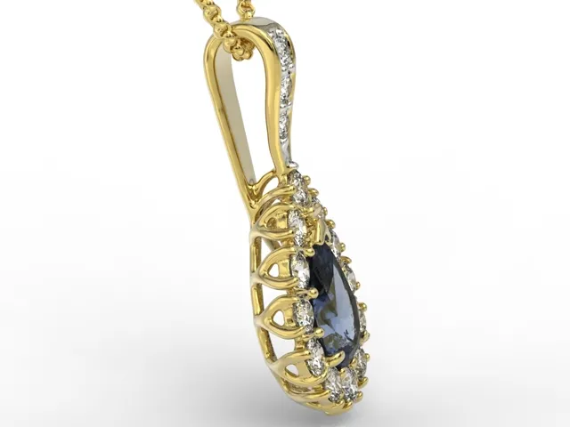 Wisiorek z żółtego złota z szafirem i diamentami APW-29Z-R