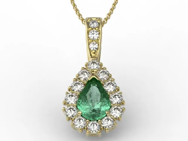 Wisiorek z żółtego złota ze szmaragdemi i diamentami APW-29Z-R