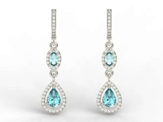 Kolczyki z białego złota z topazem i diamentami BP-44B