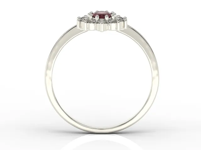 Pierścionek z białego złota z rubinem i cyrkoniami AP-1830B-RUB/C