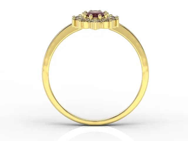 Pierścionek z żółtego złota z rubinem i cyrkoniami AP-1830Z-RUB/C