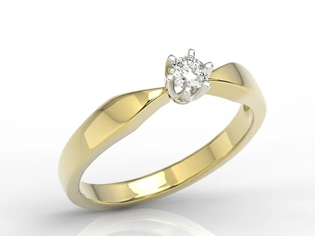 Pierścionek zaręczynowy z żółtego i białego złota z brylantem AP-9816ZB