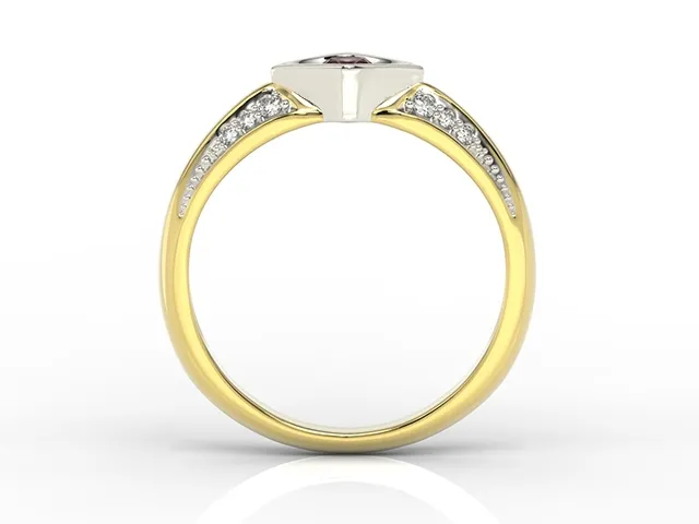 Pierścionek z żółtego i białego złota z rubinem i diamentami AP-44ZB