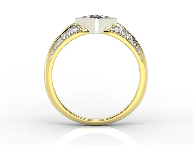 Pierścionek z żółtego i białego złota z szafirem i diamentami AP-44ZB