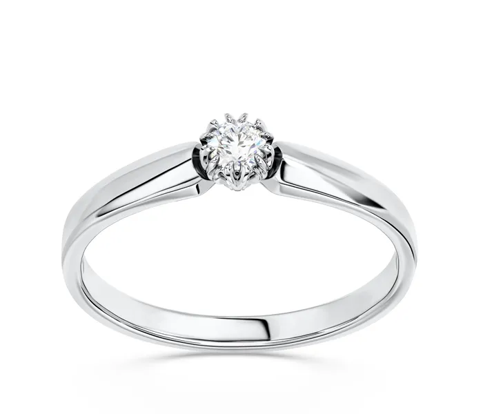 Pierścionek zaręczynowy z białego złota z brylantem BP-2110B