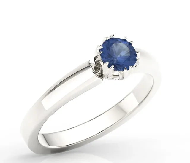 Pierścionek zaręczynowy z białego złota z szafirem BP-2130B