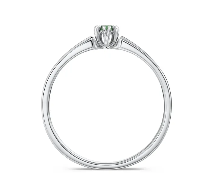 Pierścionek zaręczynowy z białego złota ze szmaragdem BP-2110B