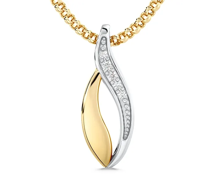 Zestaw - Pierścionek, kolczyki i wisiorek z żółtego i białego złota z diamentami BP-17ZB-ZEST