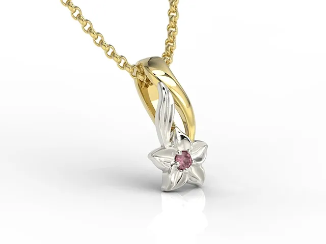 Wisiorek z żółtego i białego złota z rubinem BPW-15ZB