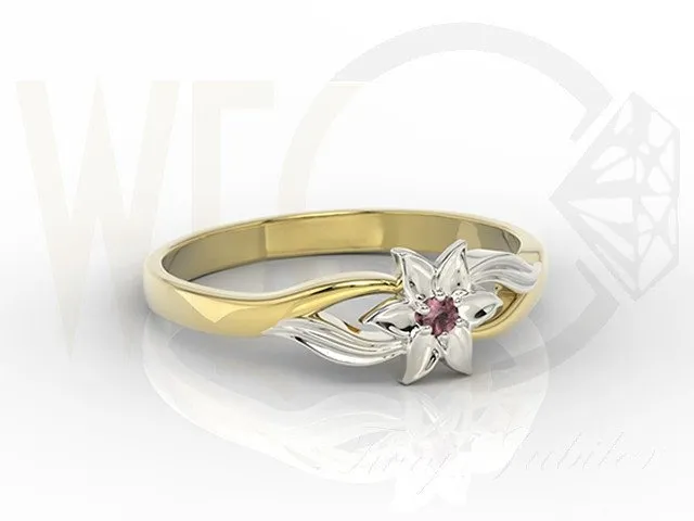 komplet - Pierścionek, kolczyki i wisiorek z żółtego i białego złota z rubinem BP-14ZB/BP-15ZB ZESTAW