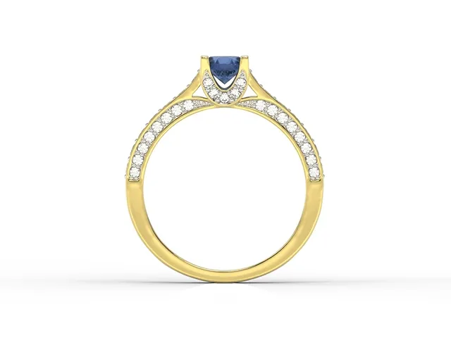 Pierścionek z żółtego złota z szafirem i brylantami 0,42 ct wzór LP-50Z-R