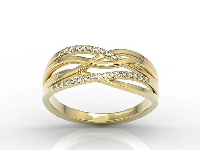 Pierścionek z żółtego złota z diamentami LP-72Z