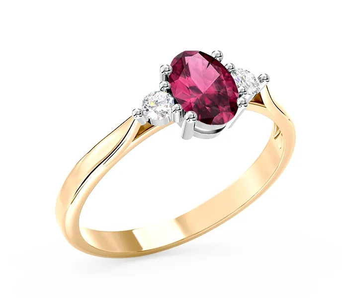 Pierścionek z żółtego i białego złota z rubinem i brylantami AP-31ZB