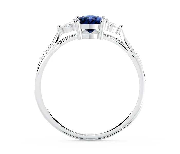 Pierścionek z białego złota z szafirem i brylantami AP-31B