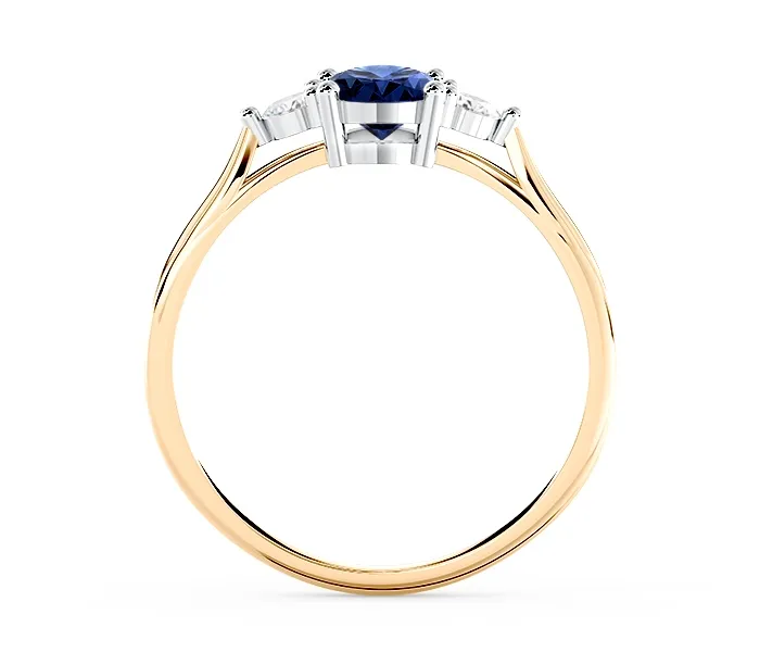 Pierścionek z żółtego i białego złota z szafirem i brylantami AP-31ZB