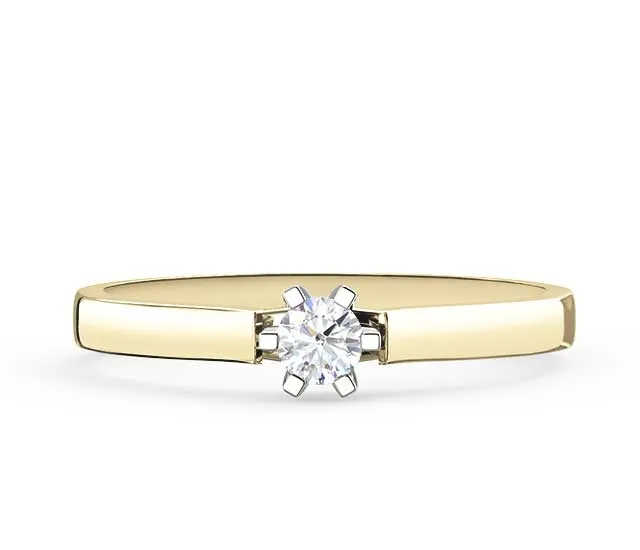 Pierścionek zaręczynowy z żółtego i białego złota z brylantem LP-8022ZB