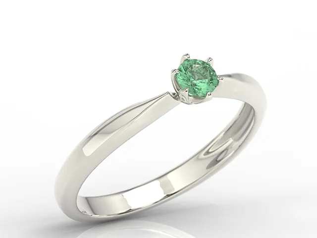 Pierścionek zaręczynowy z białego złota ze szmaragdem, model AP-3620B