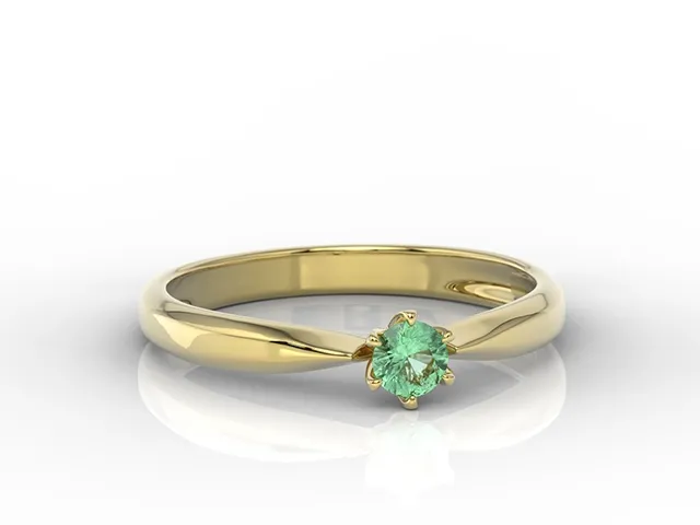 Pierścionek zaręczynowy z żółtego złota ze szmaragdem, model AP-3620Z