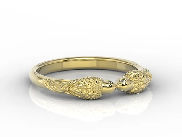 Pierścionek w formie papug z żółtego złota z diamentami BP-47Z