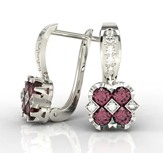 Kolczyki z białego złota z rubinami i diamentami JPK-56B
