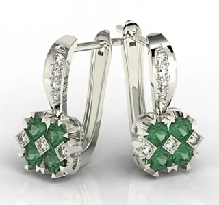 Kolczyki z białego złota ze szmaragdami i diamentami JPK-56B