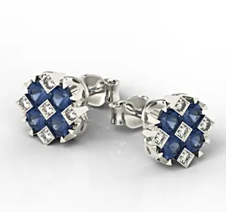 Kolczyki z białego złota z szafirami i diamentami JPK-56B-SZT