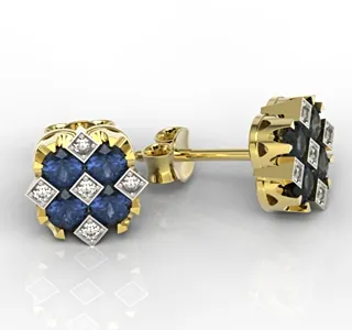 Kolczyki z żółtego złota z szafirami i diamentami JPK-56Z-SZT