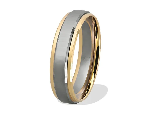 Obrączka z białego palladowego i żółtego złota ŁN-24BZ-m