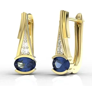 Kolczyki ze złota z szafirami i diamentami JPK-2705Z-R