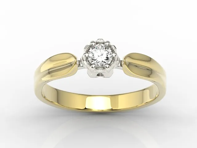 Pierścionek zaręczynowy w kształcie konwalii AP-4020ZB z żółtego i białego złota z brylantem 0,20 ct.