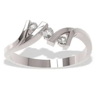 Pierścionek z białego złota z brylantami LP-21B