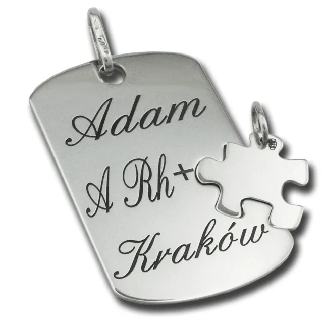 Nieśmiertelnik ze srebra z wizerunkiem zawodu Strażaka