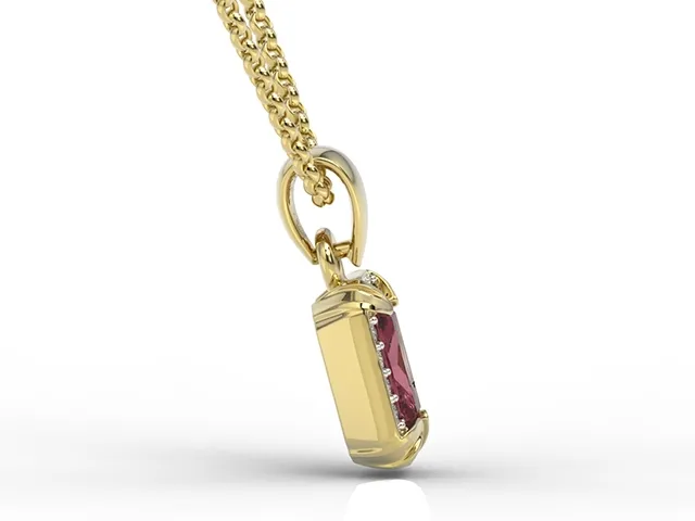 Wisiorek z żółtego złota z rubinem i diamentami LPW-84Z