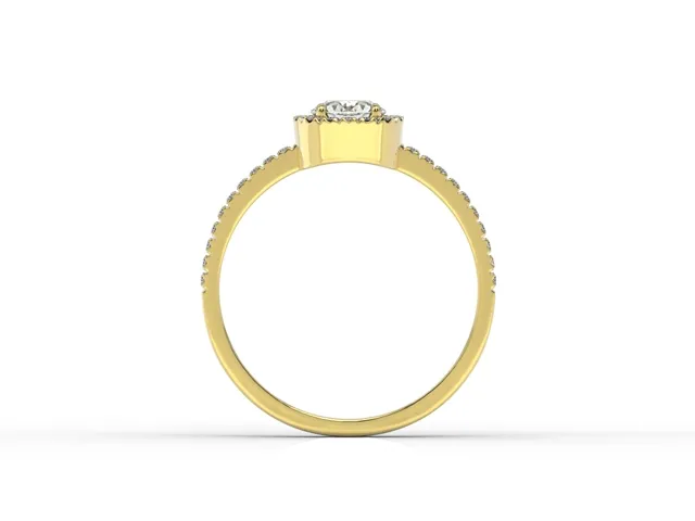 Pierścionek z żółtego złota z białym szafirem i diamentami BP-52Z