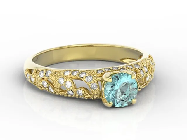 Pierścionek zaręczynowy z żółtego złota z topazem i cyrkoniami BP-50Z-C