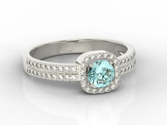 Pierścionek z białego złota z topazem i diamentami BP-52B