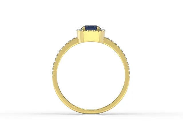 Pierścionek z żółtego złota z szafirem i diamentami BP-52Z