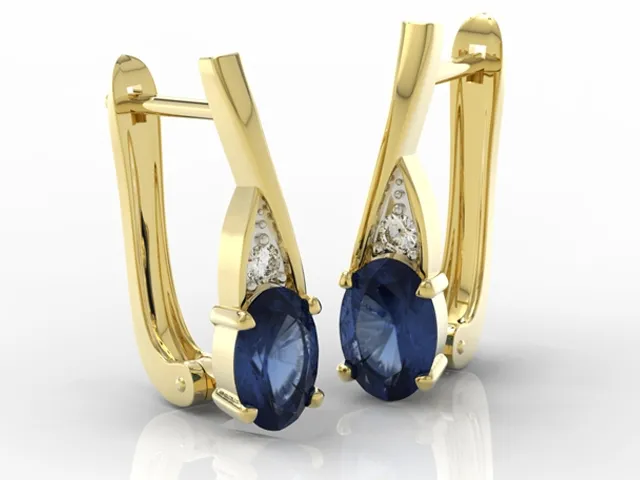 Kolczyki z żółtego złota z szafirami i diamentami APK-60Z-R