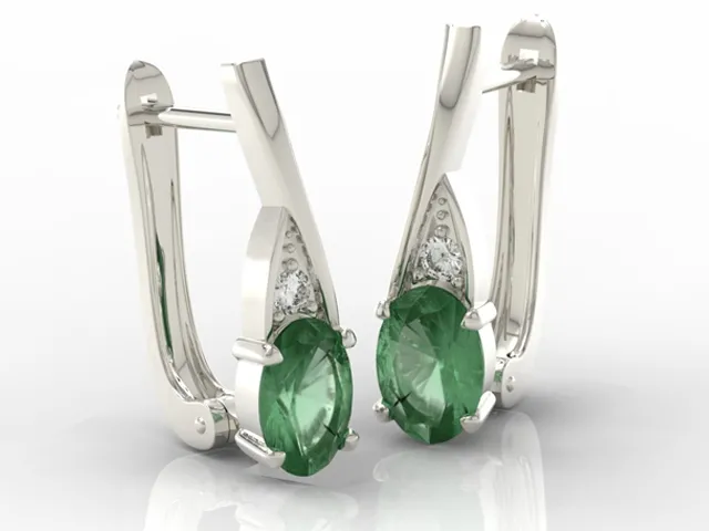 Kolczyki z białego złota ze szmaragdami i diamentami APK-60B